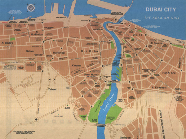 Street map of Dubai City, United Arab Emirates (UAE).