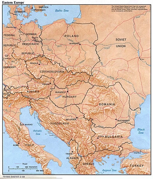 Eastern Europe Country Map