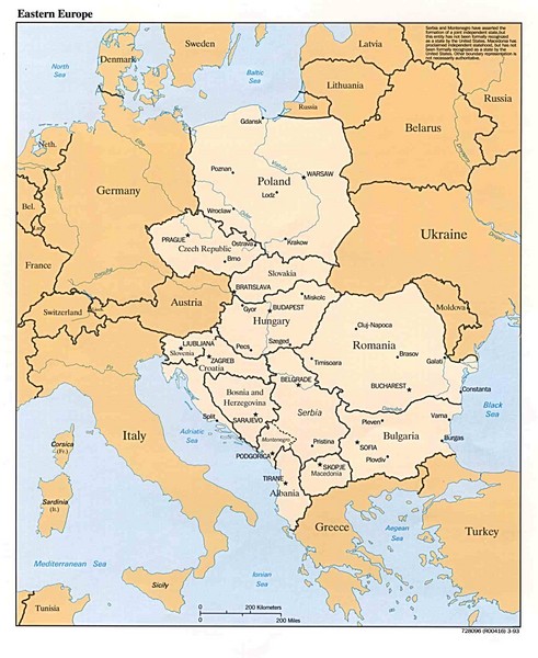 Map of Eastern Europe,