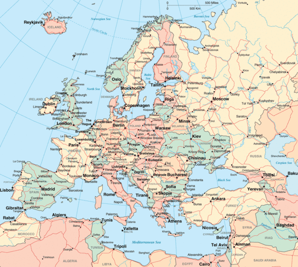 Map Of Europe Location