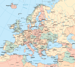 Map Of Europe Miles