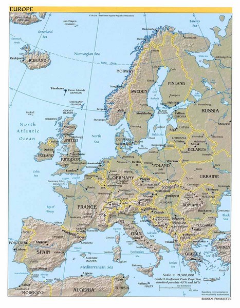 Map Of Europe With Mountains