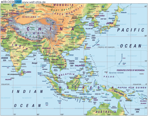 maps of asian countries. Map of Far East Asia,