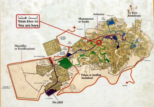 Fez Medina Walking Route Map