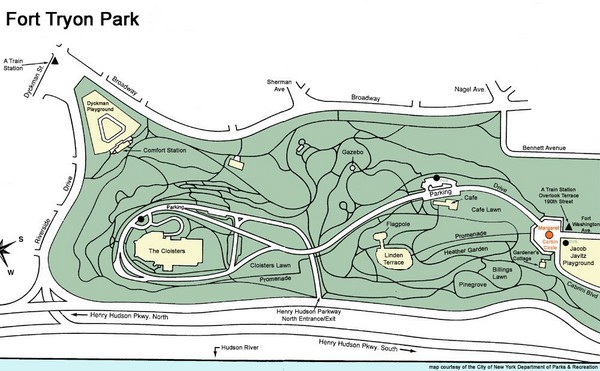 Fort Tryon Park Map Fort Tyron Park Map - Fort Tyron • Mappery