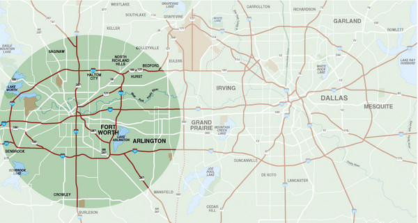 Fort Worth Area Map Fort Worth Surrounding Area Map - Fort Worth Tx • Mappery