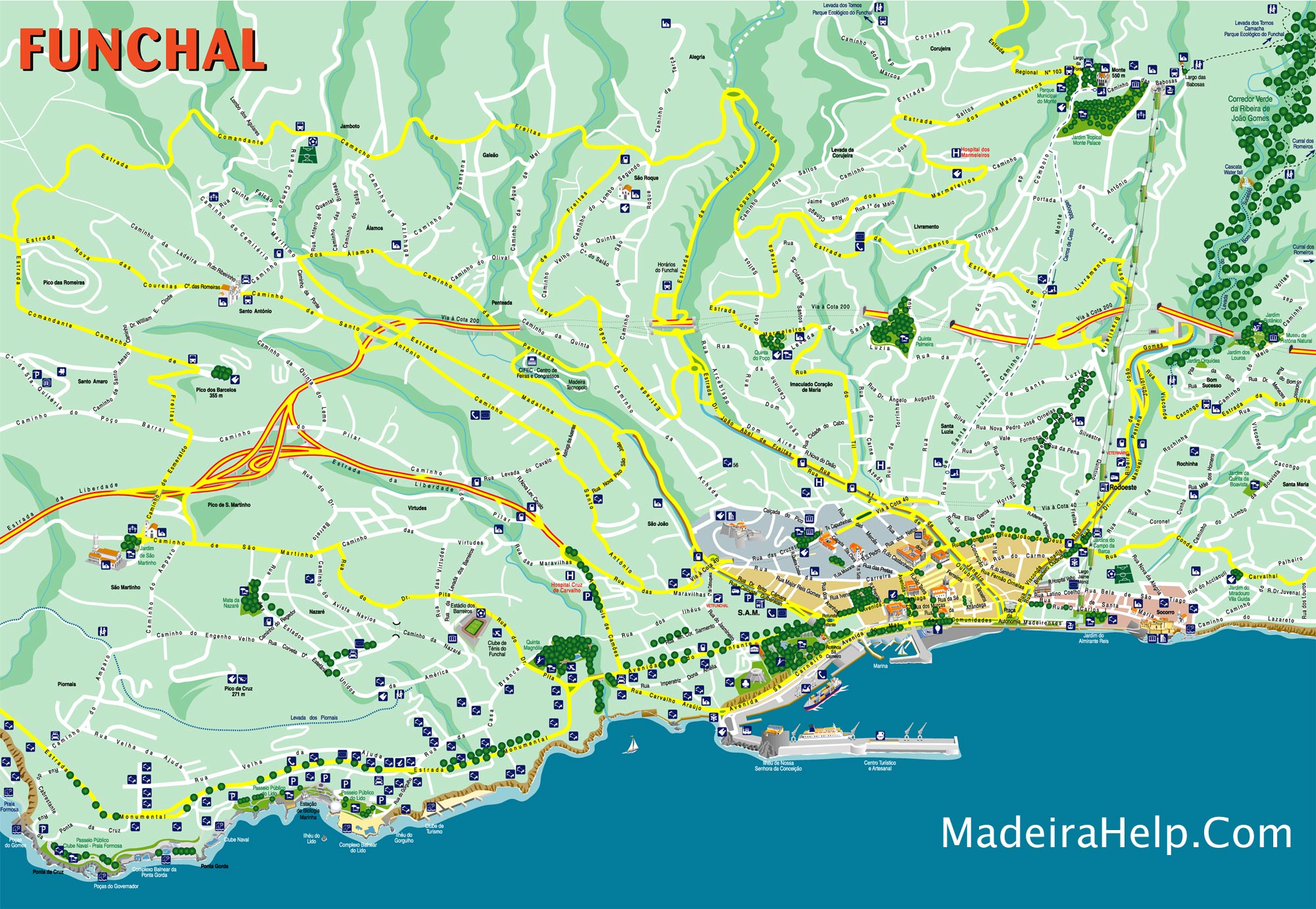 Madeira+funchal+map