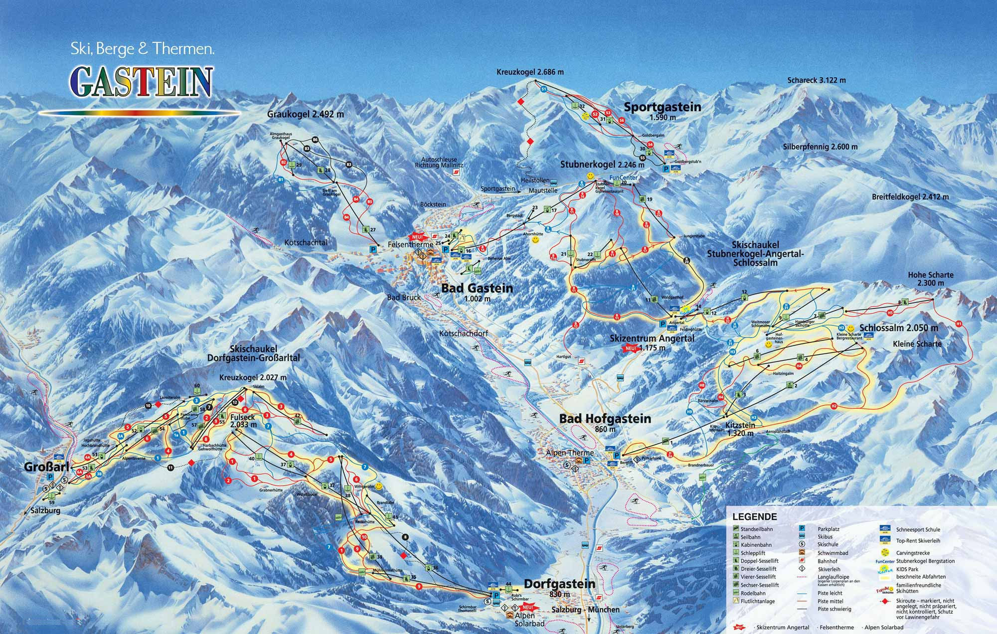 Gastein Ski Trail Map Bad Gastein Austria Mappery