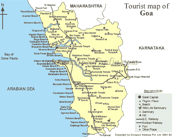 tourist map of goa. Fullsize Goa Tourist Map