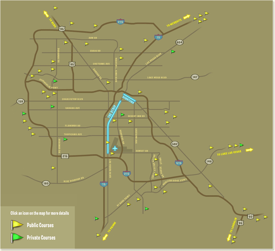 Golf Courses near Las Vegas Nevada Map Las Vegas NV • mappery