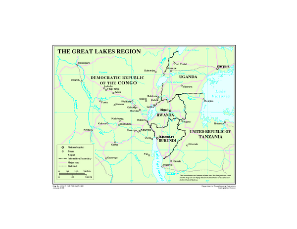 Great Lakes Region In Africa. Great Lakes region map