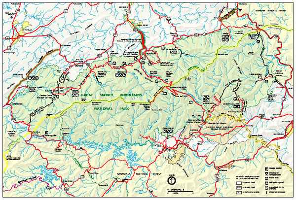 Great Smoky Mountains National Park - Park map