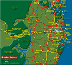 Greater Sydney, Australia Tourist Map