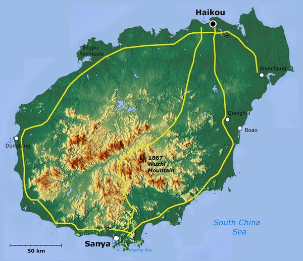 Hainan Island Tographic Map - Hainan Island • mappery