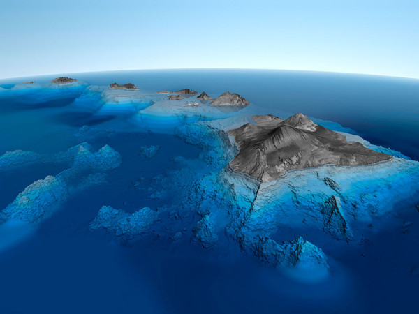 Hawaiian Islands Bathymetric Map