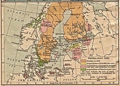Historic map of Sweden in 1658