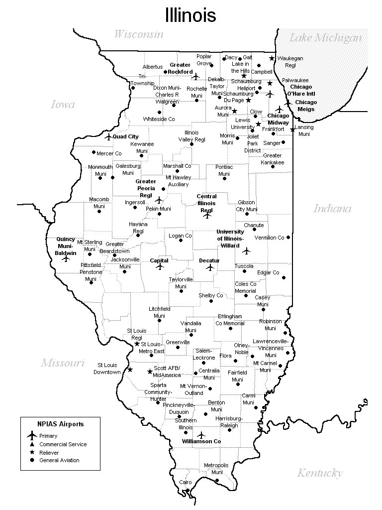 Illinois Airport Map - Illinois • Mappery