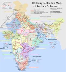India Railway Network Schematic Map