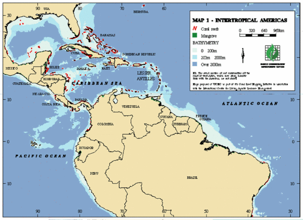 locations of coral reefs. location of coral reefs.
