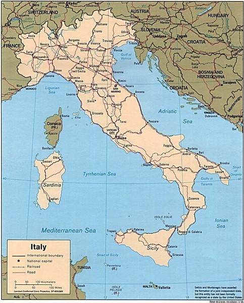 map of italy with regions and cities. Main Highways map of Italy