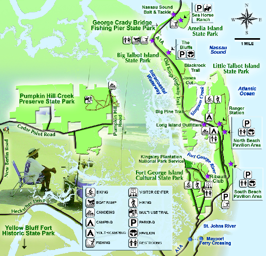 Overview map of Florida State Parks near Jacksonville, Florida.