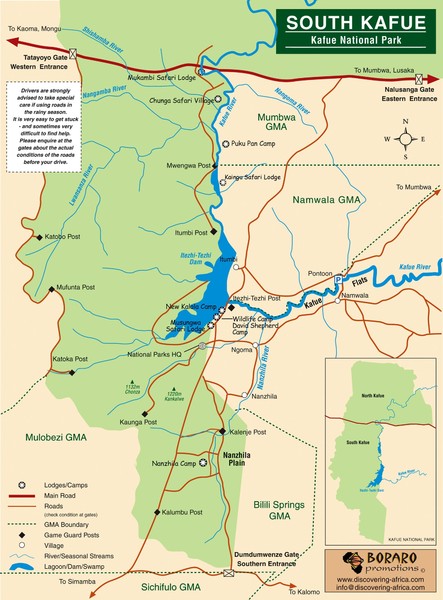 Kafue National park south Map