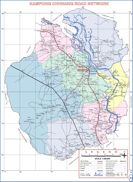 Kampong Chhnang Province Cambodia Road Map