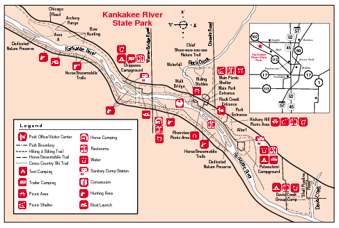Fullsize Kankakee River State Park, Illinois Site Map