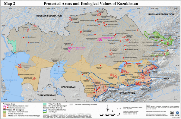 Kazakhstan Protected Areas Map