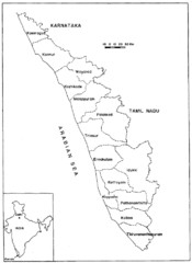 Kerala, India Map