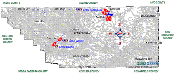 Kern County Boat Ramps Locator Map