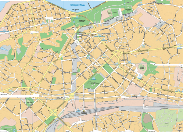 Street map of Kiev, Ukraine. From golby.com