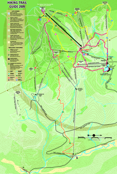 Hiking trail map of Killington Ski Area summer trails.