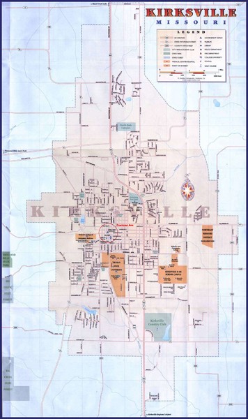 City map of Kirksville, Missouri. Scanned. From kirksville.net