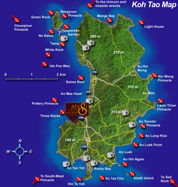 Koh Tao Tourist Map