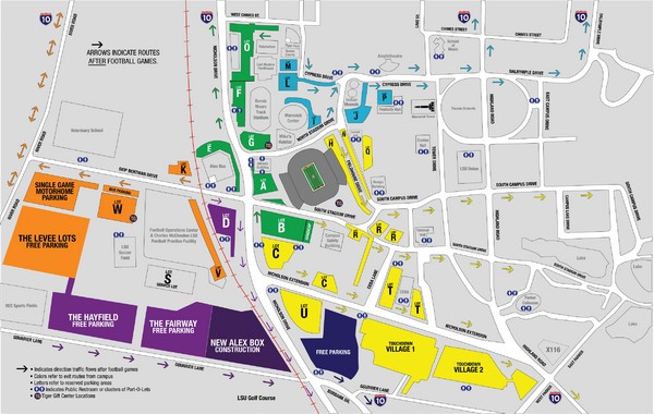 LSU Stadium and Parking Map