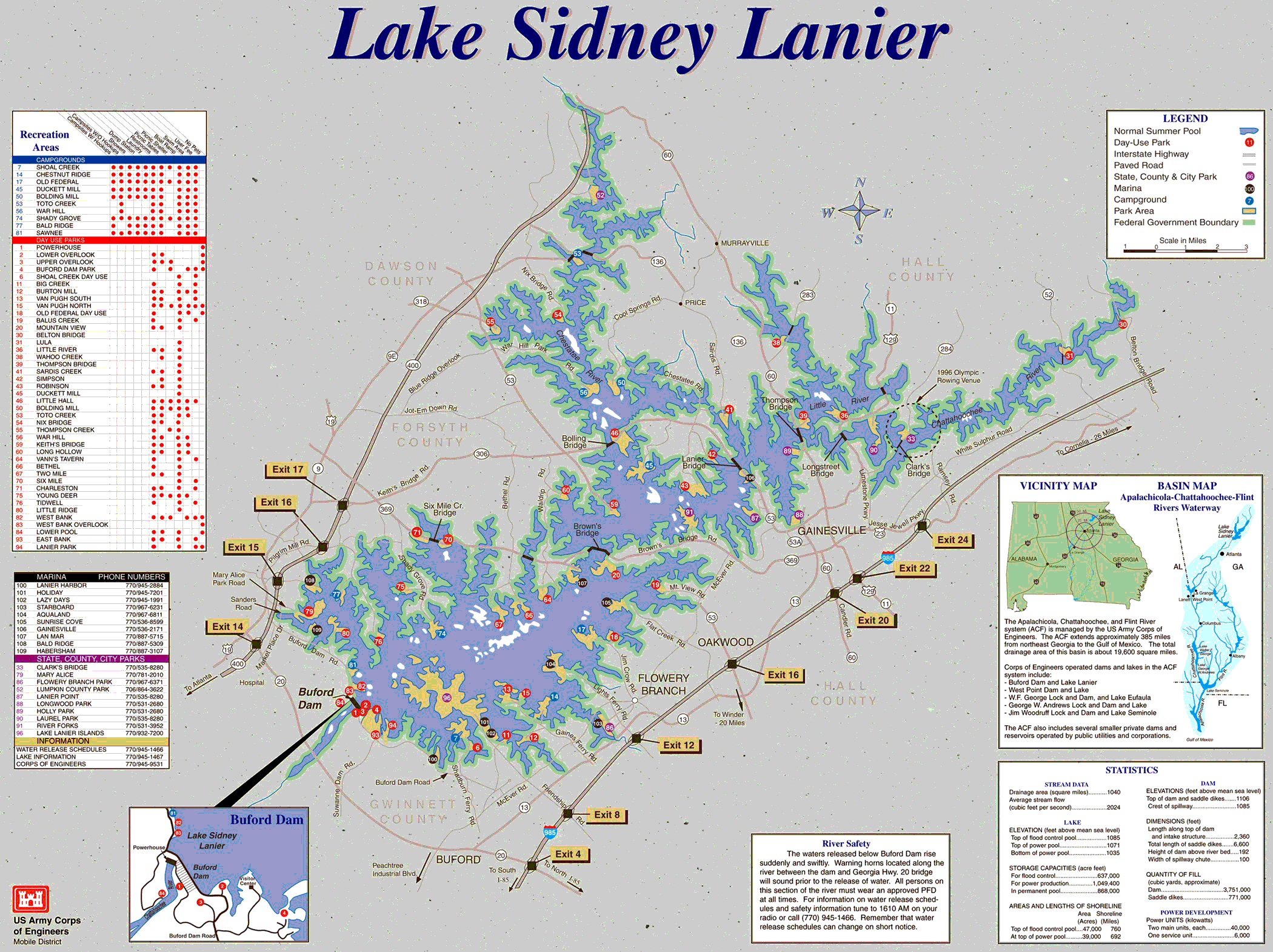 Lake Lanier Map Georgia Lake Sidney Lanier Recreation Map - Lake Sidney Lanier Georgia • Mappery