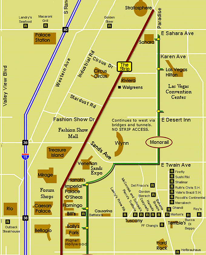 las vegas strip casino map 2018