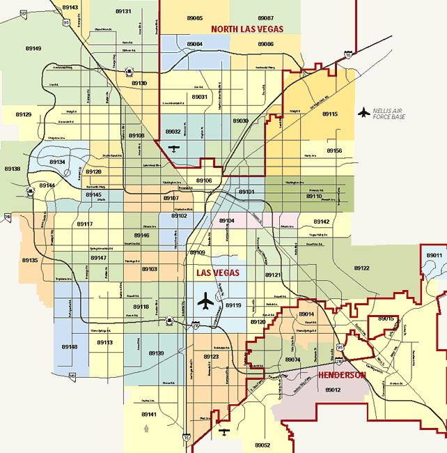 Las Vegas Strip Zip Code Map United States Map