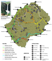 Lesotho tourism routes Map