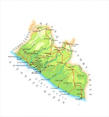 Liberia Topography Map