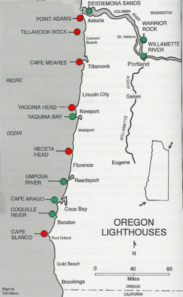 Lighthouses of the Oregon Coast Map
