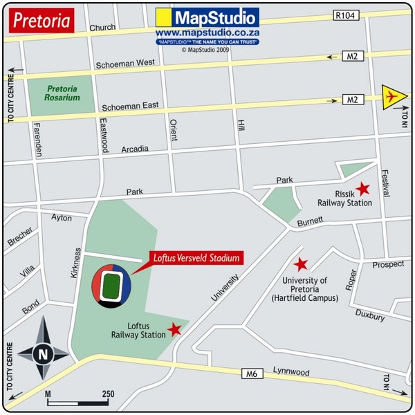 Loftus Versveld Stadium, Pretoria, South Africa Map