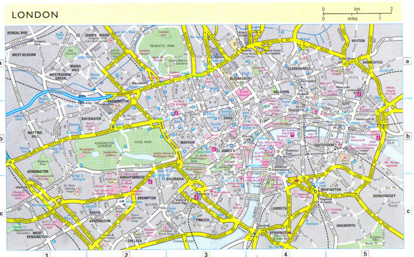 City map of London with information and parking locations