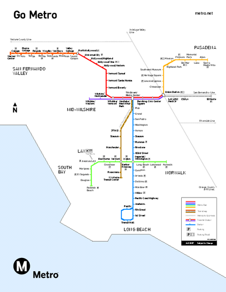 Los Angeles Metro Rail system map