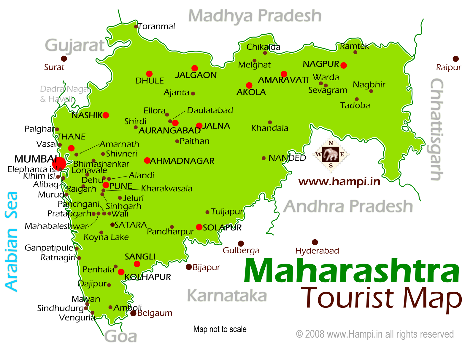 Shirdi In Maharashtra Map Maharahtra Tourist Map - Maharashtra • Mappery