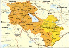 Map of Armenian states - Republic of Armenia and the Nagorno-Karabakh Republic