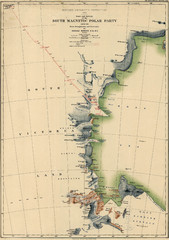 Map of Shackleton’s 1907-1909 Antarctic Expedition