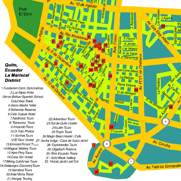 View LocationView Map. click for. Fullsize Mariscal District Quito Map
