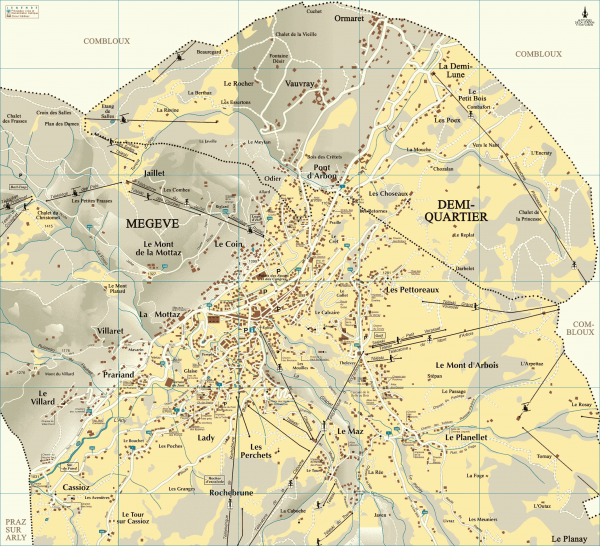 detailed map of france with cities. Detailed map of Megève village
